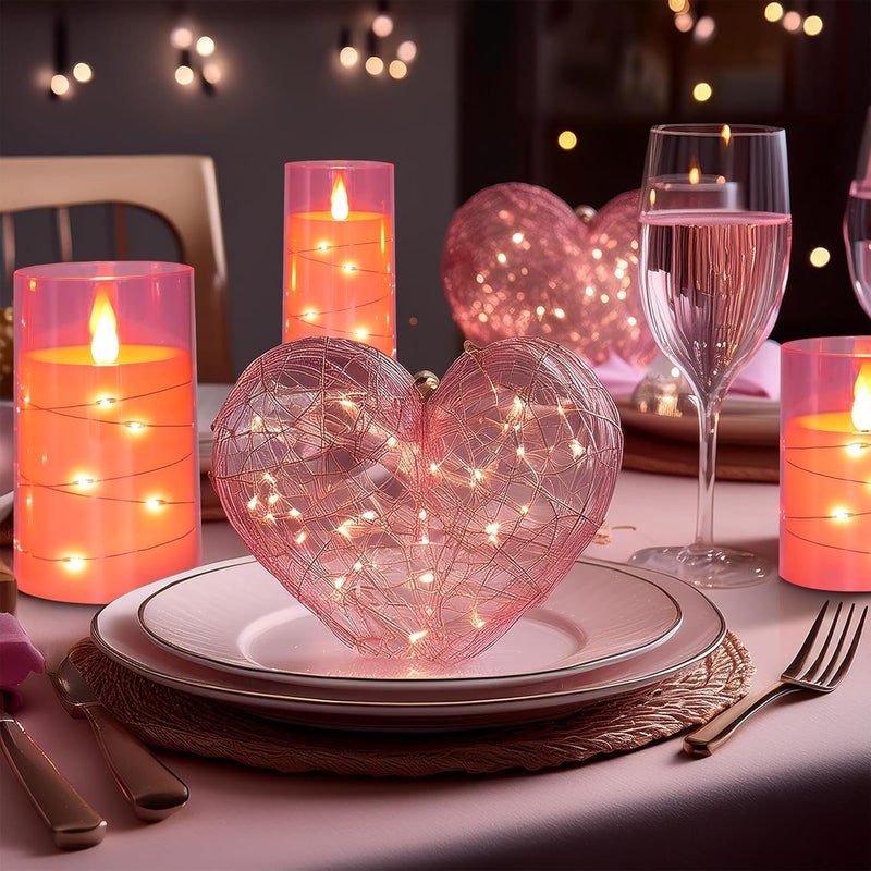 Aignis Flickering Flameless Candles Battery Operated Candles LED Candles with Remote Timer for Home/Wedding/Birthday/Holiday Decor, Cherry Blossom Pink 3D Flame Set of 3 (D3 xH4 5" 6") - Image 3